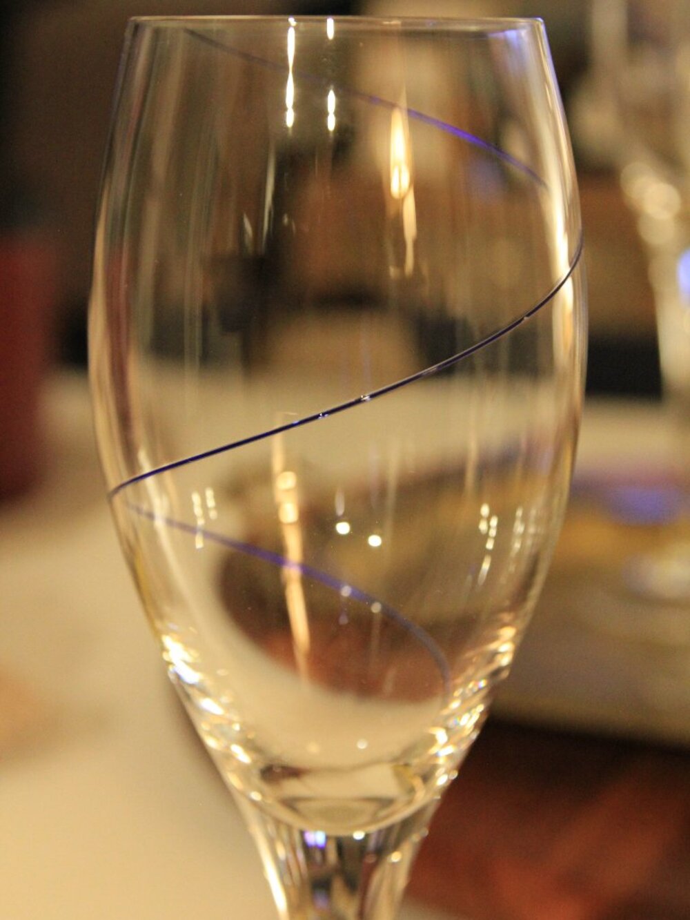 Vintage Set of 6 Flutes with Blue Spiral Swirl